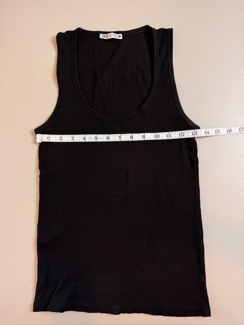 Zara Black Ribbed Tank Top Sleeveless Stretch Basic Size Medium - Picture 3 of 6